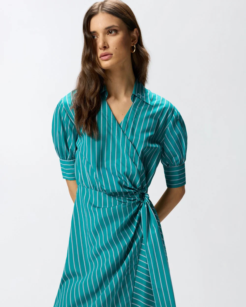 Stripe Long Wrap Dress - Edit by Elaine Turner