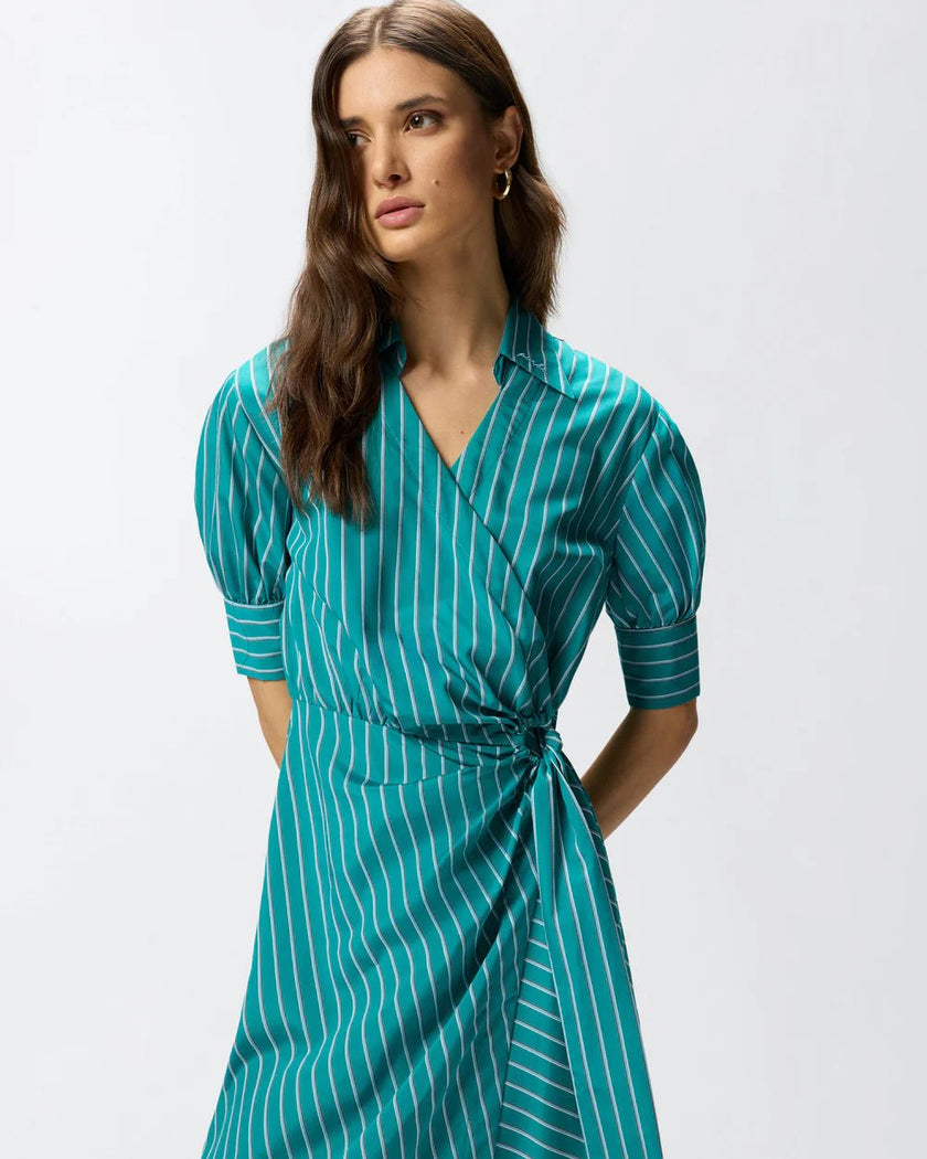 Stripe Long Wrap Dress - Edit by Elaine Turner