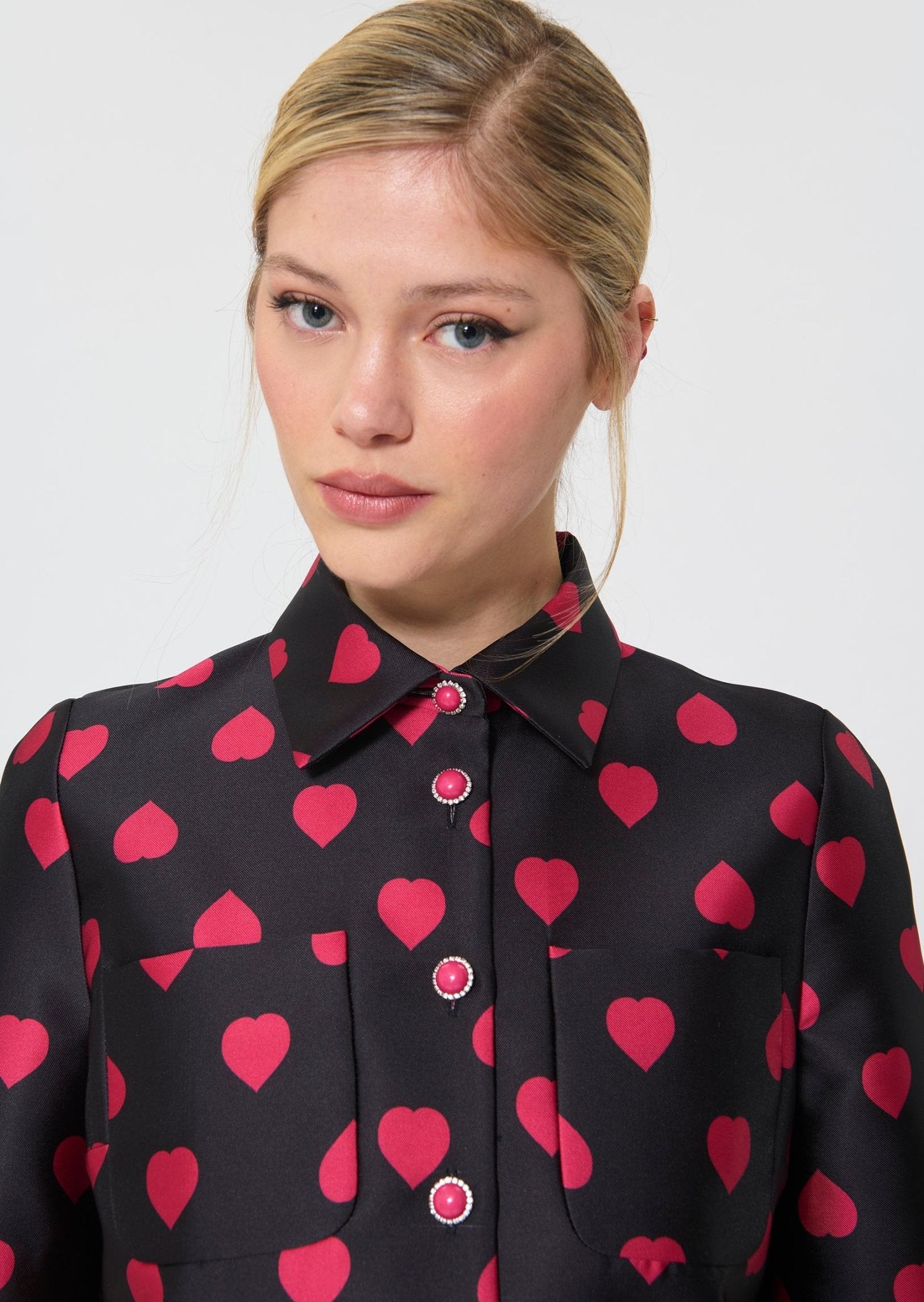 Tara Jarmon - Carolane Black Heart Shirt Jacket - Edit by Elaine Turner
