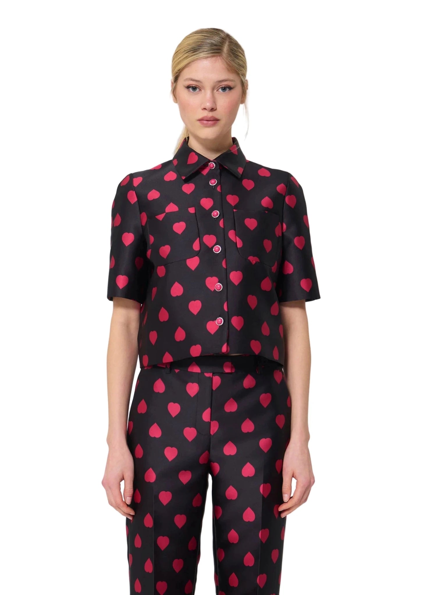 Tara Jarmon - Carolane Black Heart Shirt Jacket - Edit by Elaine Turner