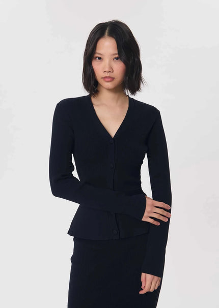 Tara Jarmon- Gisela Long Sleeve Knit Vest - Nuit - Edit by Elaine Turner