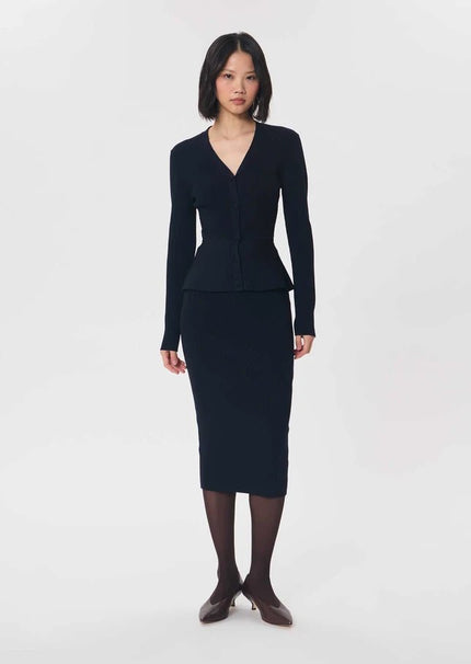 Tara Jarmon- Gisela Long Sleeve Knit Vest - Nuit - Edit by Elaine Turner
