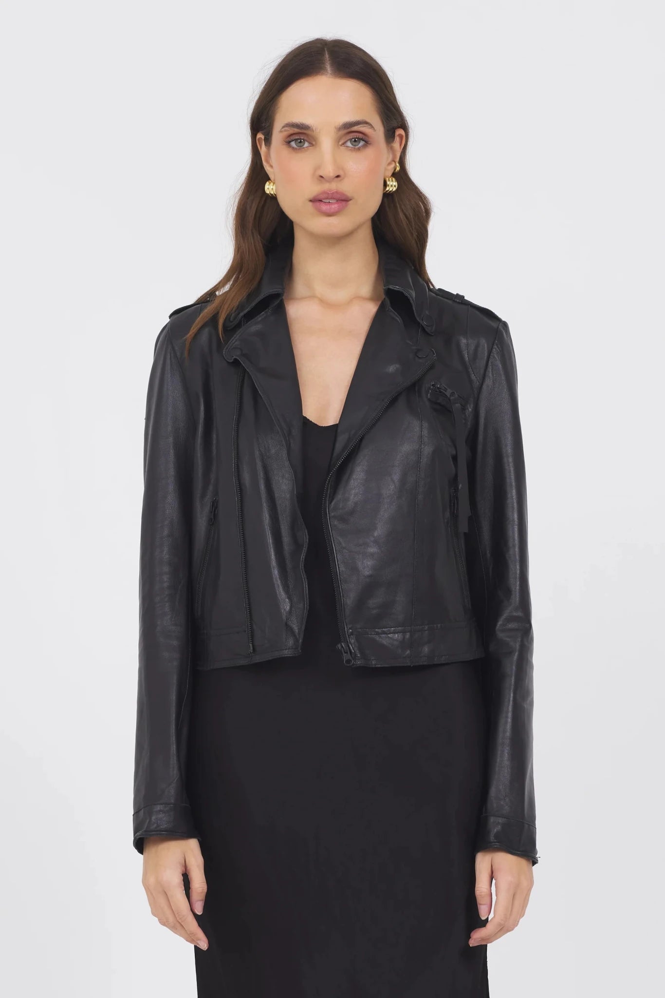 Tina Fringe Leather Jacket- Black - Edit by Elaine Turner