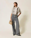 Twinset- Jacquard Diamond Sweater with Sequins - Light Grey Melange - Edit by Elaine Turner