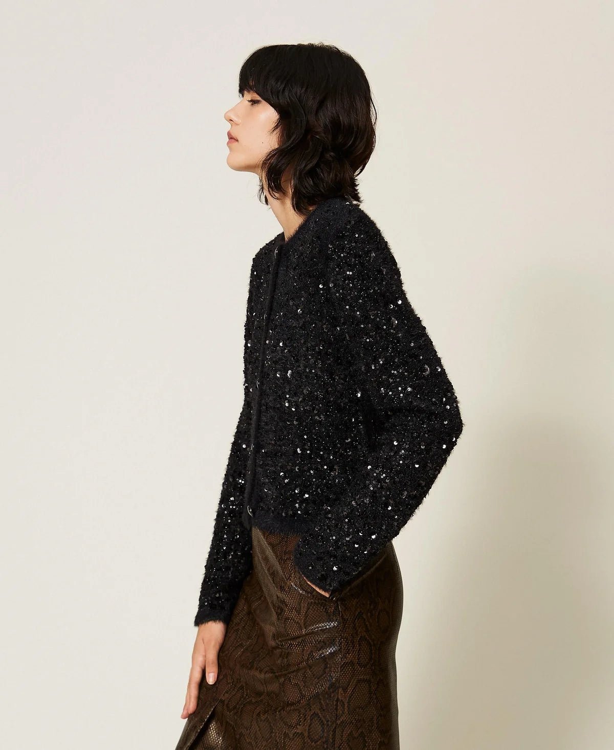 Twinset- Knit Jacket with Embroidery - Black - Edit by Elaine Turner