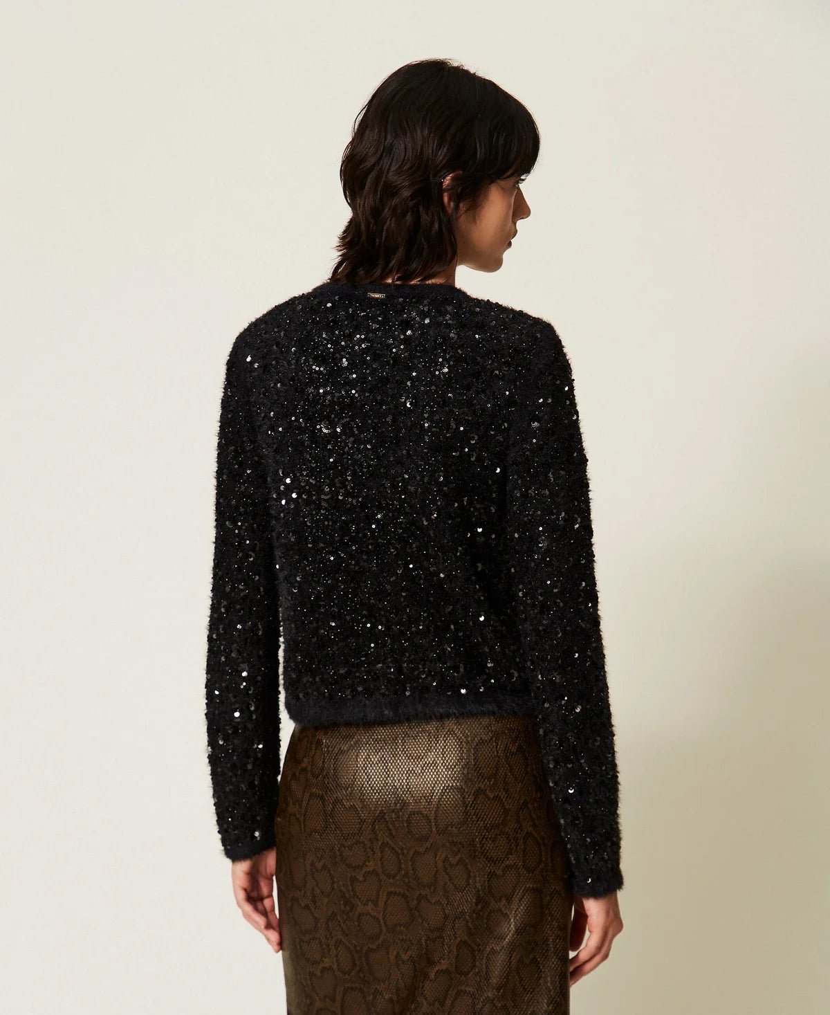 Twinset- Knit Jacket with Embroidery - Black - Edit by Elaine Turner