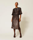 Twinset- Sequin Crew Neck Blouse - Brown Sequin Stripe - Edit by Elaine Turner