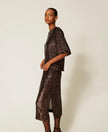Twinset- Sequin Crew Neck Blouse - Brown Sequin Stripe - Edit by Elaine Turner