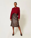 Twinset- Sequin Midi Skirt - Brown Sequin Stripes - Edit by Elaine Turner