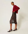 Twinset- Sequin Midi Skirt - Brown Sequin Stripes - Edit by Elaine Turner