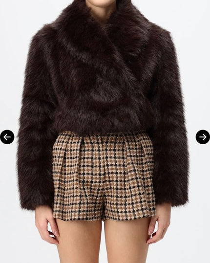 Twinset- Short Faux Fur Jacket - Coffee Chocolate - Edit by Elaine Turner