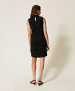 Twinset- Short Turtleneck Knit Dress with Embroidery - Black - Edit by Elaine Turner