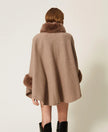 Twinset- Soft Poncho with Faux Fur - Putty Melange - Edit by Elaine Turner