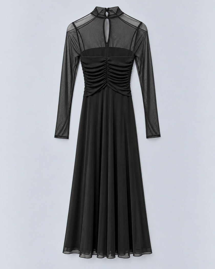 Twinset- Tulle Maxi Dress - Deep Brown - Edit by Elaine Turner