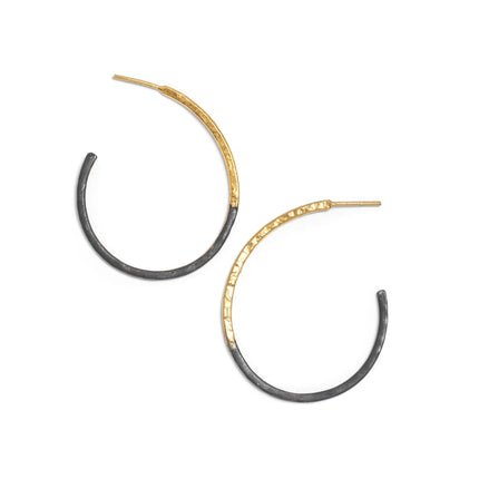 Variance Hoop Earrings- Gold/Oxidized - Edit by Elaine Turner