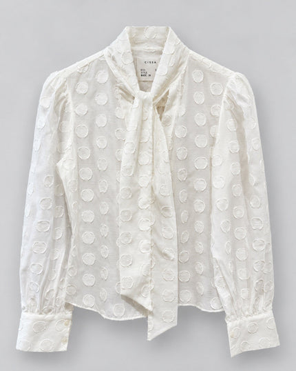 Wear CISSA- The Bow Tie Blouse - Sheer Pola Dot - Edit by Elaine Turner